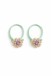 Flower crystal hair tie