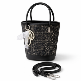 Sienna Denim Bucket Bag - Black
