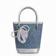 Sienna Denim Bucket Bag - Dark Blue