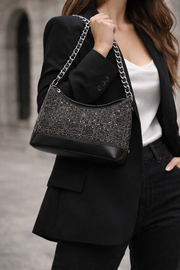 Sienna Denim Handbag - Black