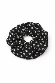 Black Flower Scrunchie
