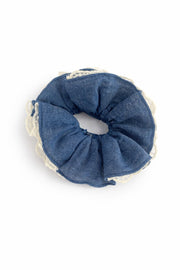 Dark denim lace scrunchie