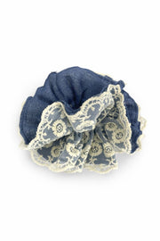 Dark denim lace scrunchie